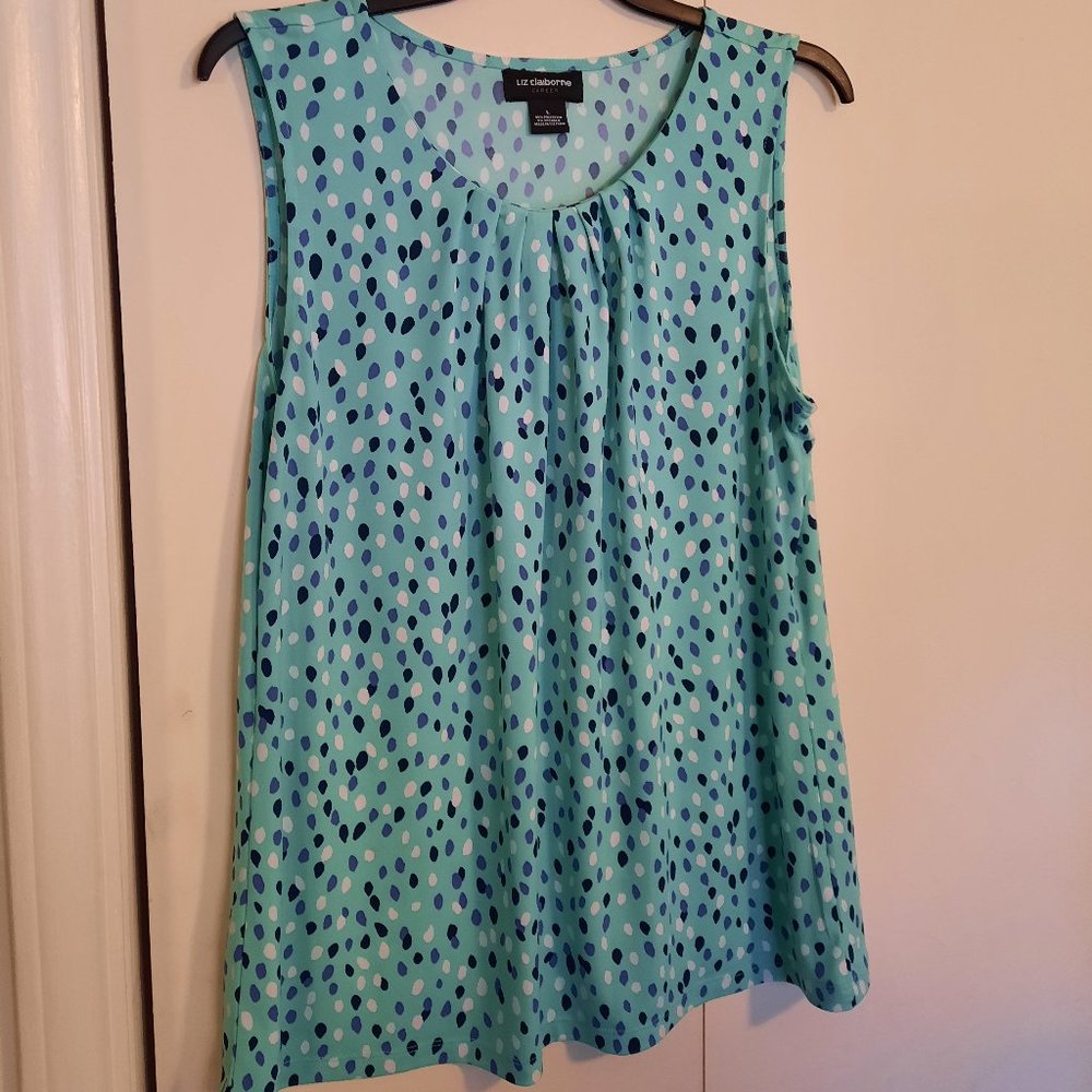 Liz Claiborne sleeveless polka dotted top Large